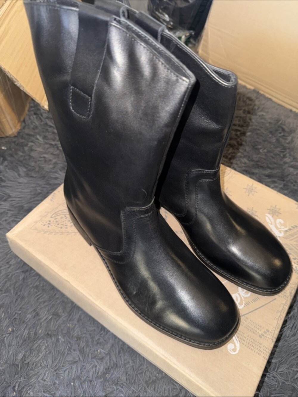 Free People Eastern Equestrian Ankle Boot Black Leather US 9.5